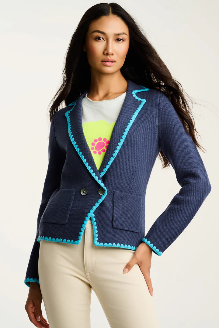 Stitchy Mix Blazer in Beach Navy by Lisa Todd Jilli Boutique
