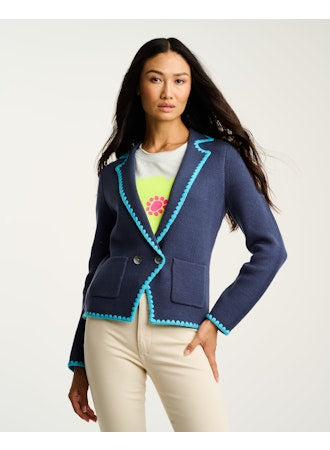 Stitchy Mix Blazer in Beach Navy by Lisa Todd Jilli Boutique