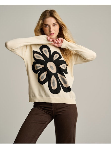 FLOWER POWER Cotton Sweater by Lisa Todd Full Cream Jilli Boutique F26-C324