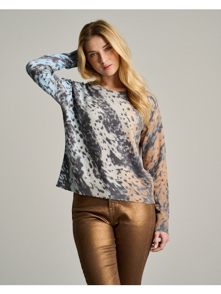 Running Wild Cotton Sweater Ice Blue Camel Jilli Boutique Lisa Todd Atlanta