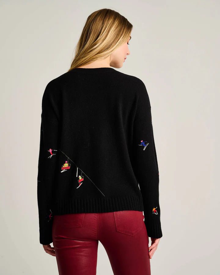 Lisa Todd Sweater Hit The Slopes Cashmere Black Jilli Boutique