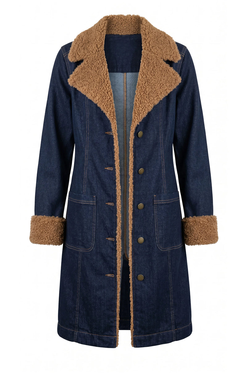 Sherpa Trimmed Notch Collar Jacket
