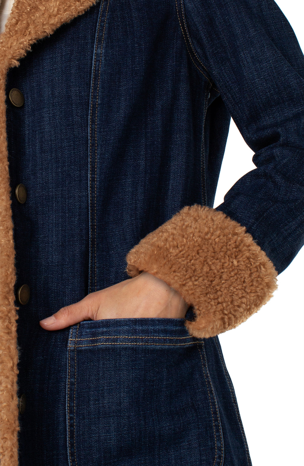 Sherpa Trimmed Notch Collar Jacket