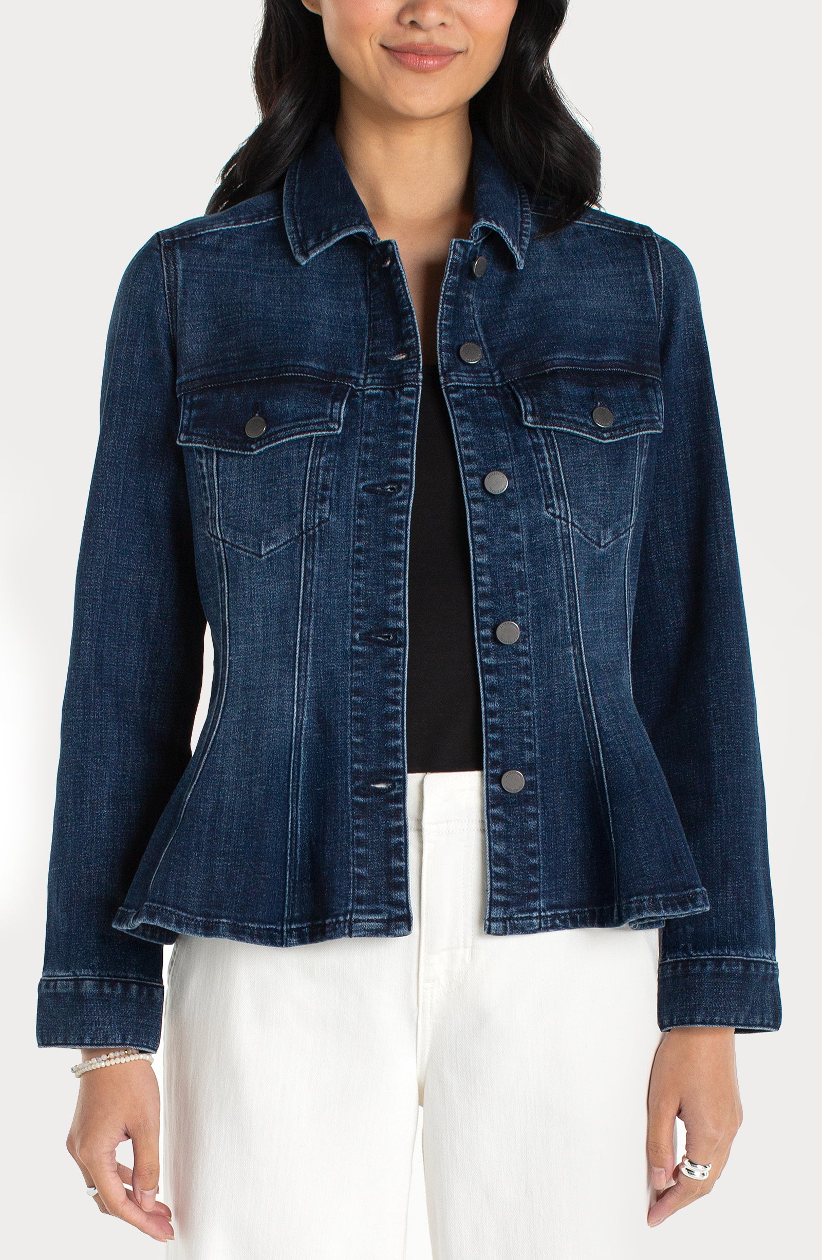 LM1C40CH4 Fit and Flare Trucker Jacket Liverpool Denim Jilli Boutique