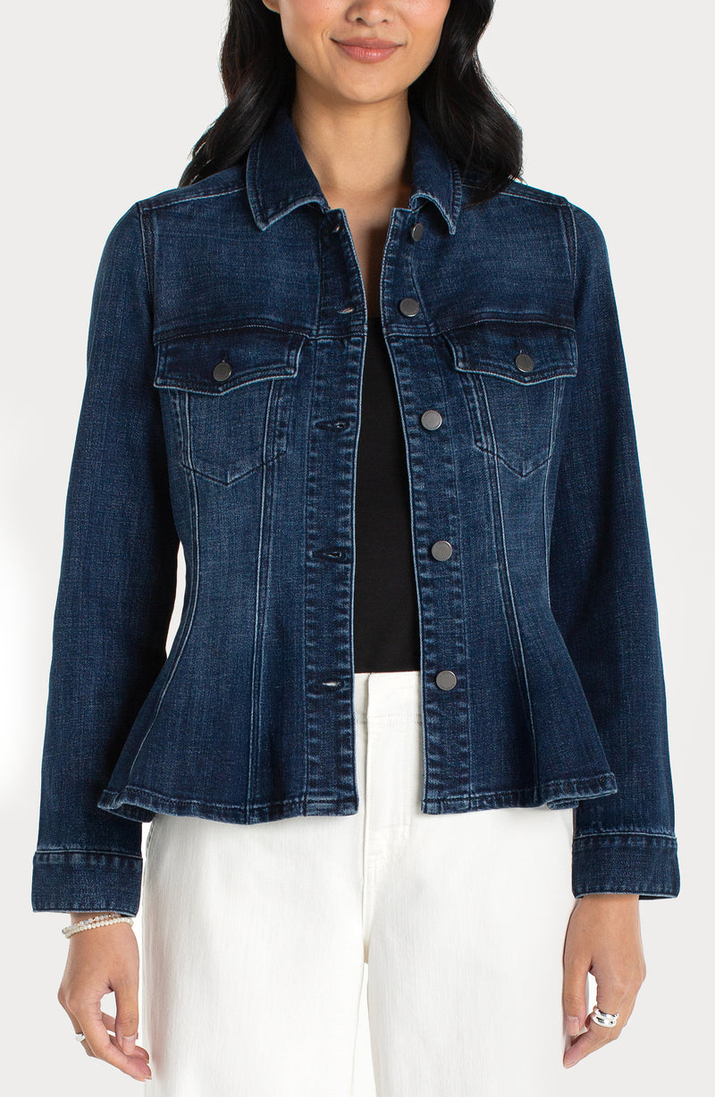 LM1C40CH4 Fit and Flare Trucker Jacket Liverpool Denim Jilli Boutique
