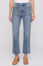 Liverpool hannah flare w/ patch pockets & studs Jilli Boutique studded jean