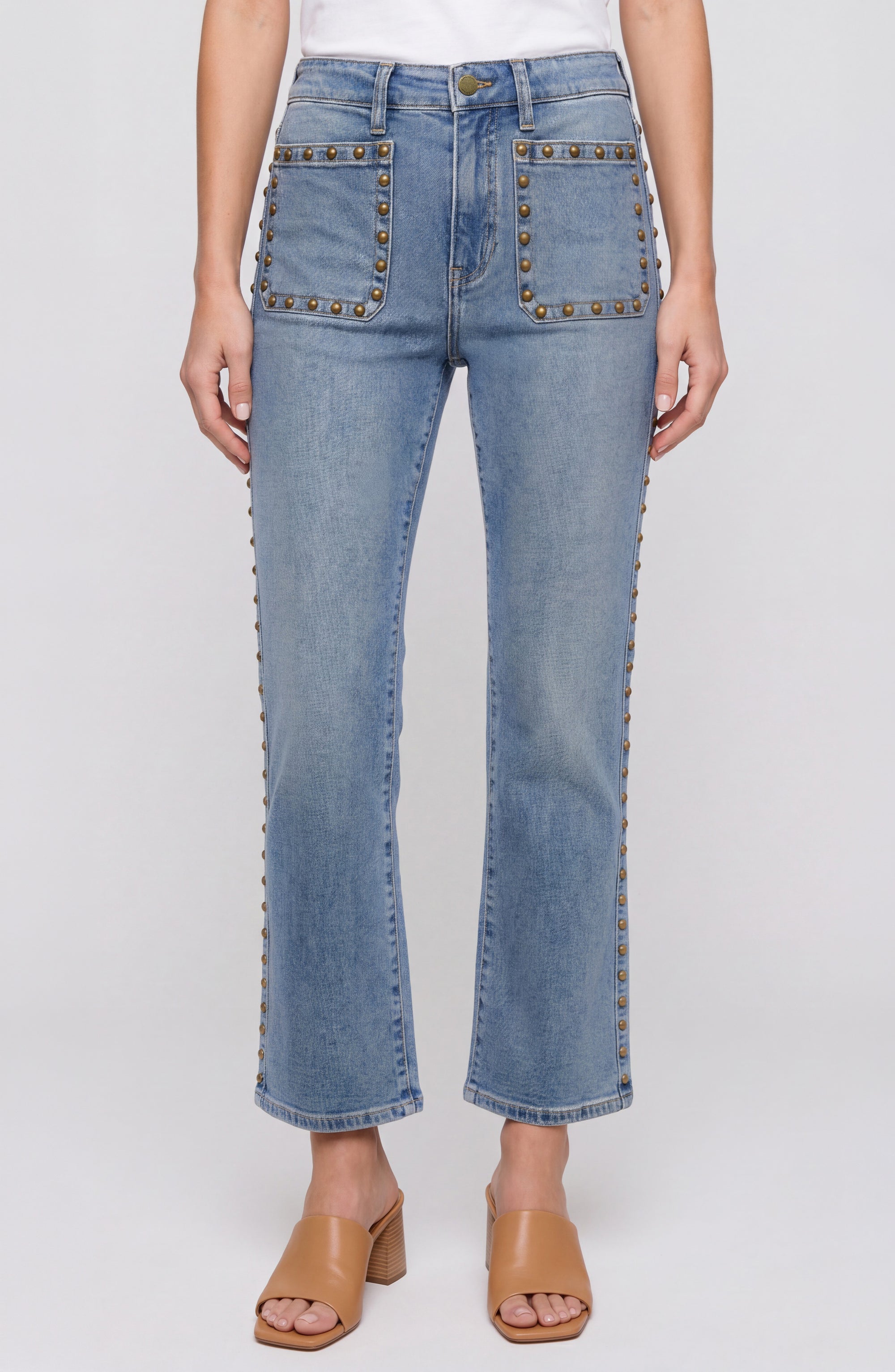 Liverpool hannah flare w/ patch pockets & studs Jilli Boutique studded jean
