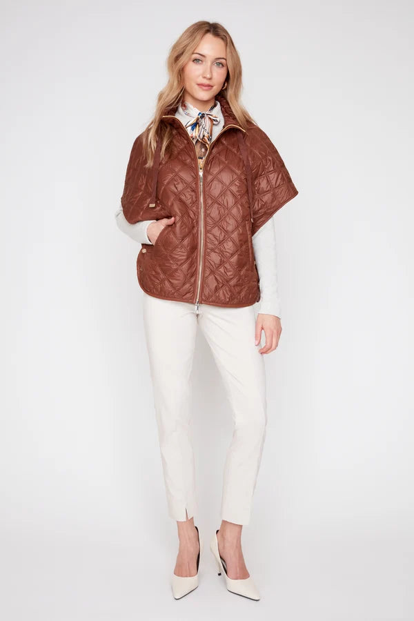 Renuar Luxe Quilted Poncho Tiramisu Jilli Boutique R3956-E3034