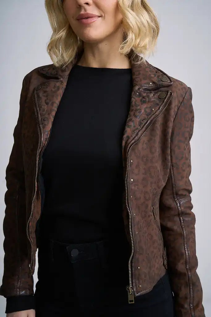 Mauritius Nyxa RF Leather Jacket Jilli Boutique Animal Print Dunwoody