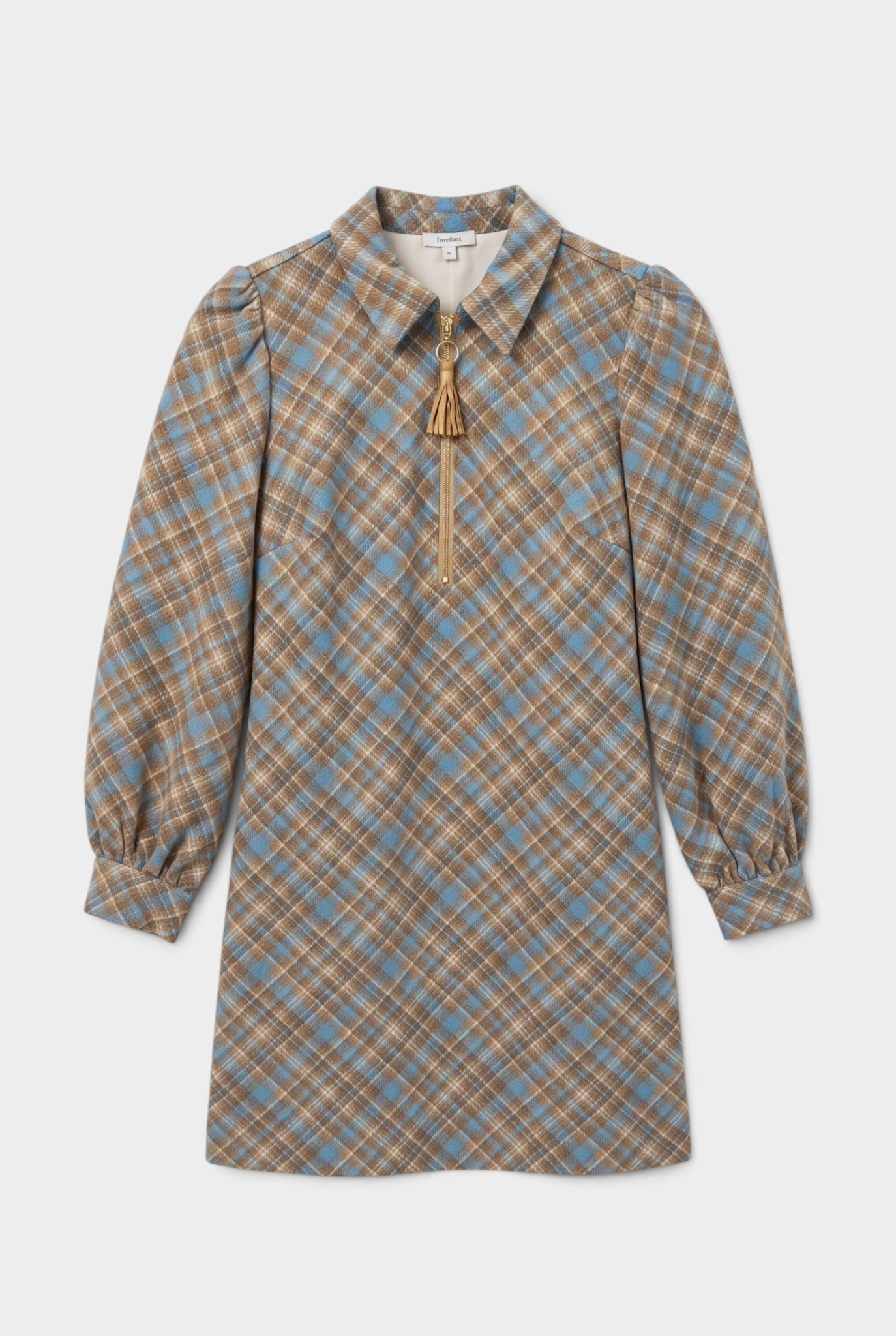 Melanie Knit Diagonal Plaid Dress in Iced Coffee
