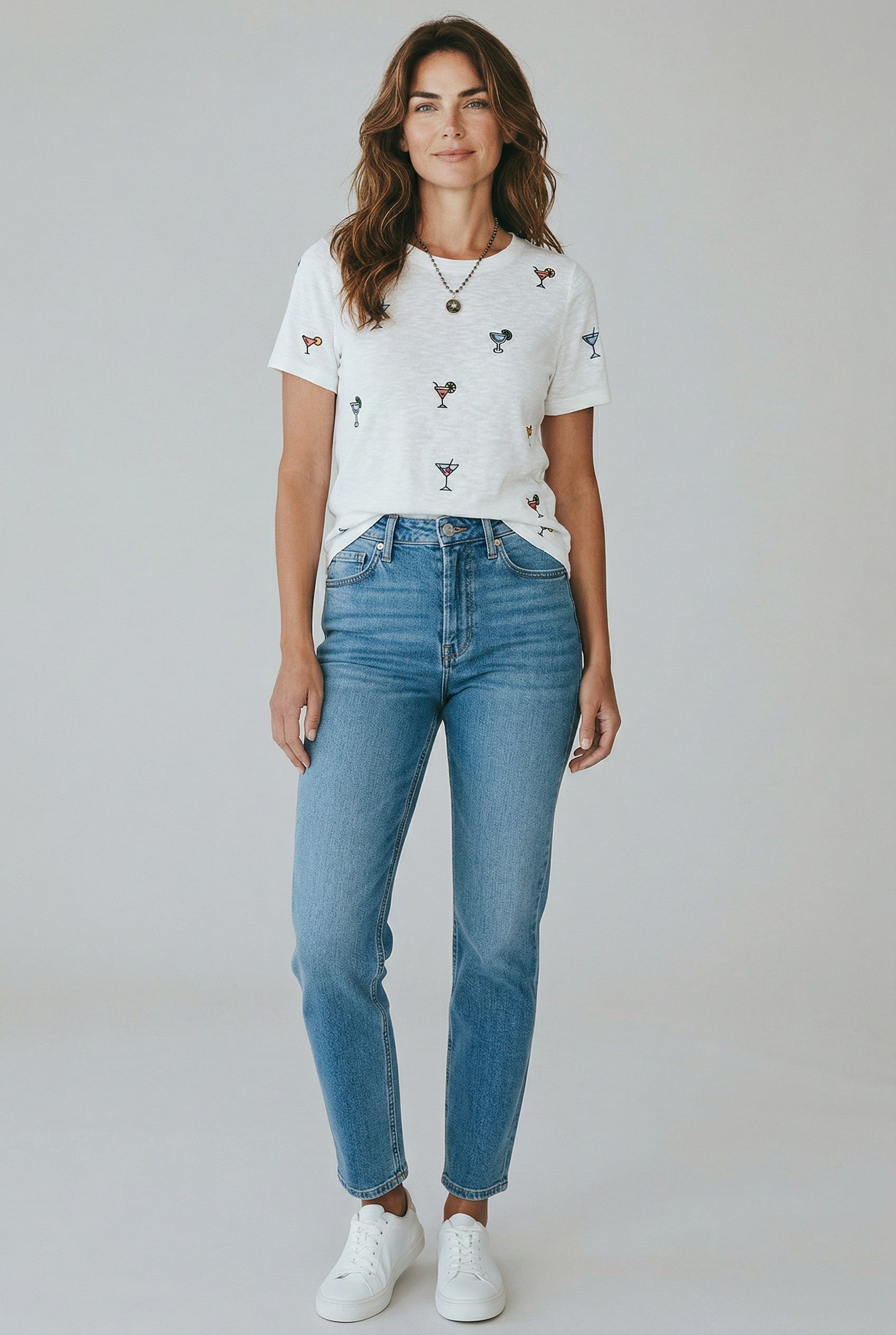 Metric Knits Cottons Pullover with Martini Embroidery Jilli Boutique 