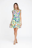 Mini Pleated Dress in Island Art