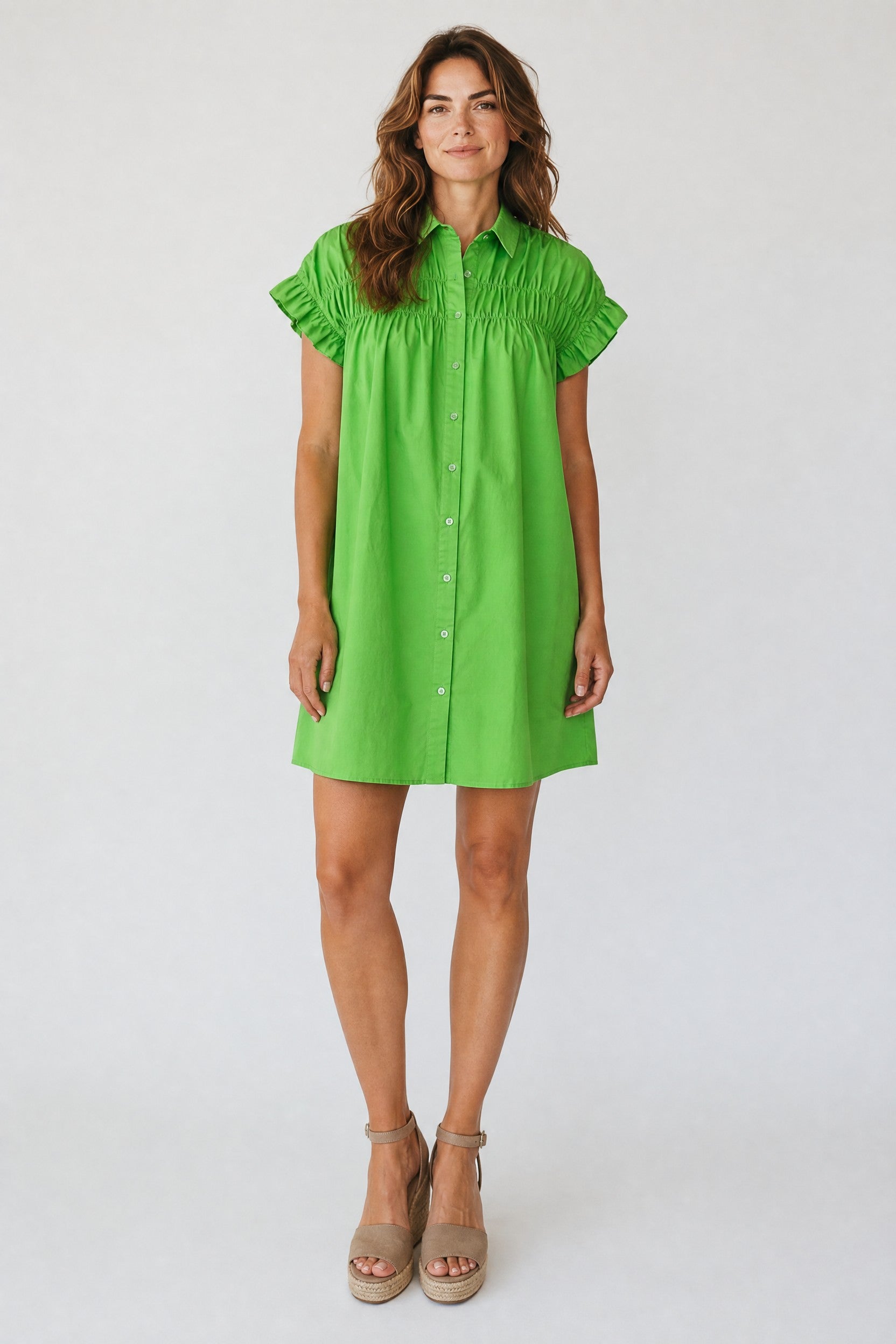 Green Flowy Ruffle Dress Jilli Boutique 