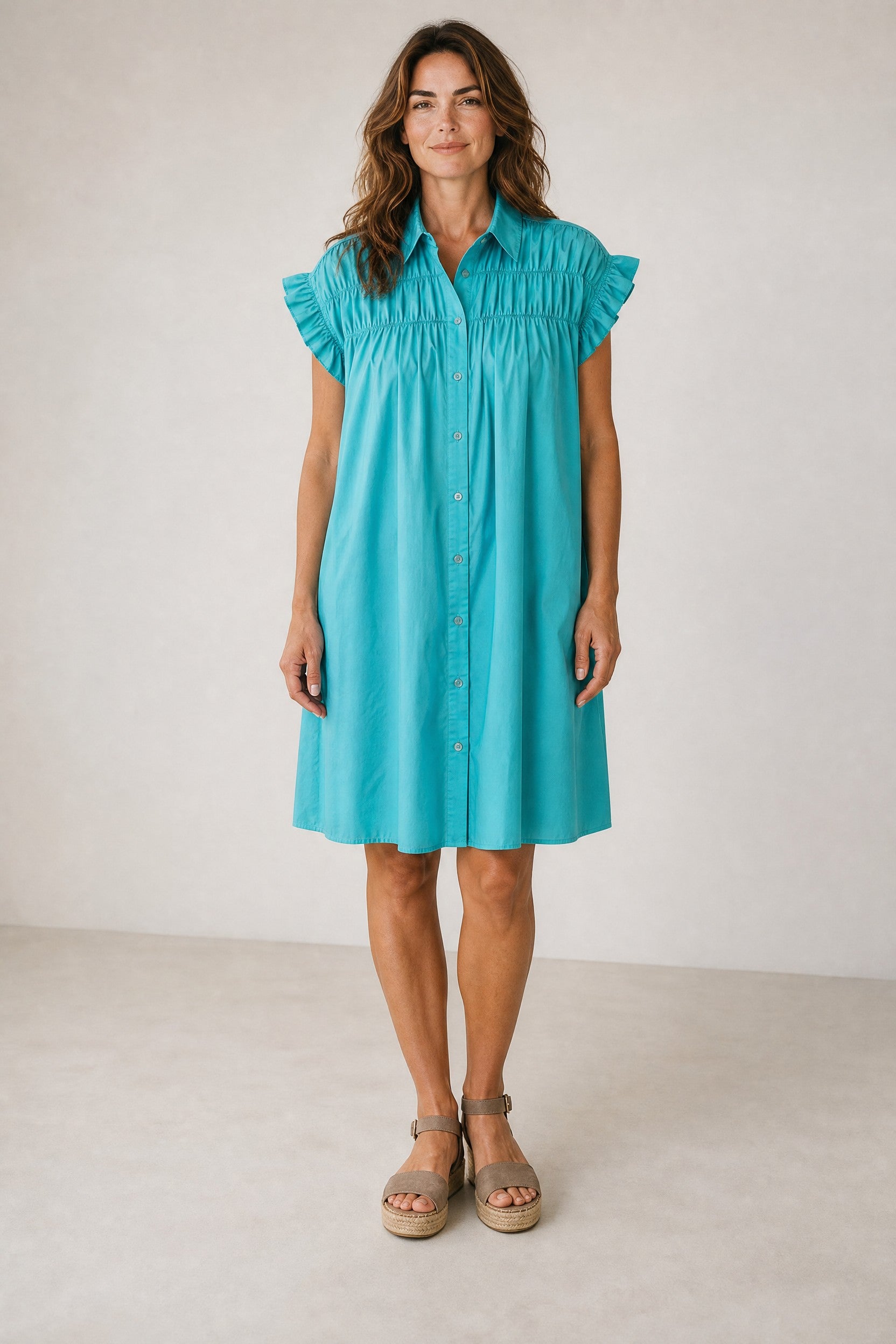 Turquoise Molly B Cotton Ruffle Dress Jilli Boutique
