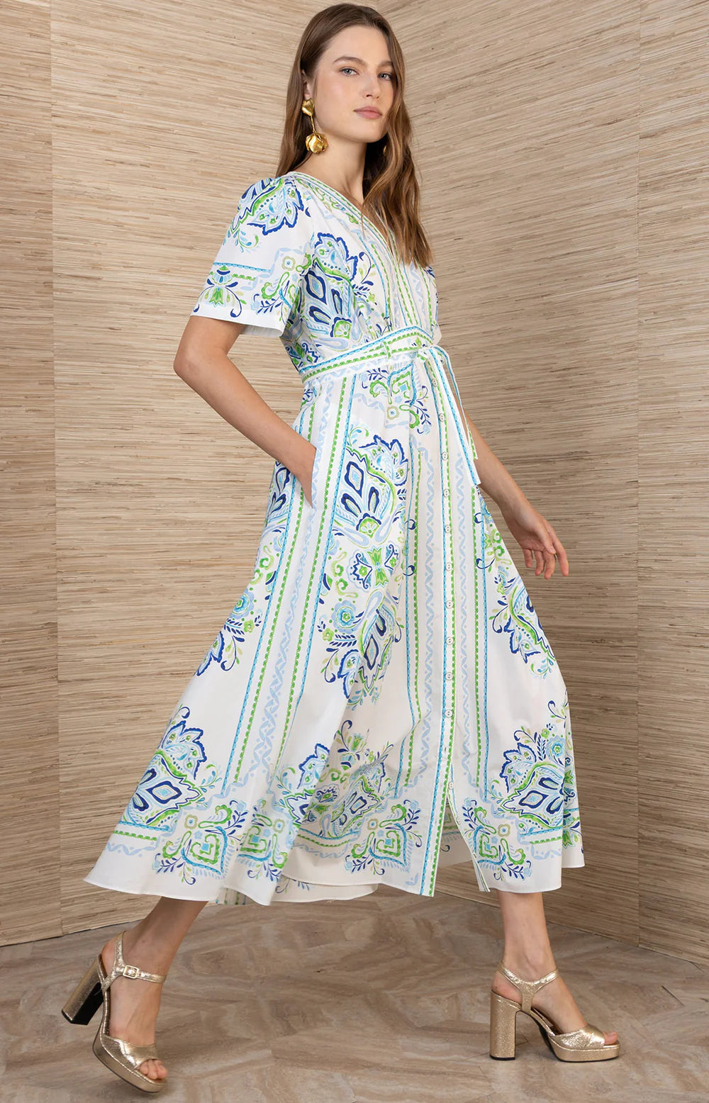 Mona Poplin Dress in Blue by Hale Bob