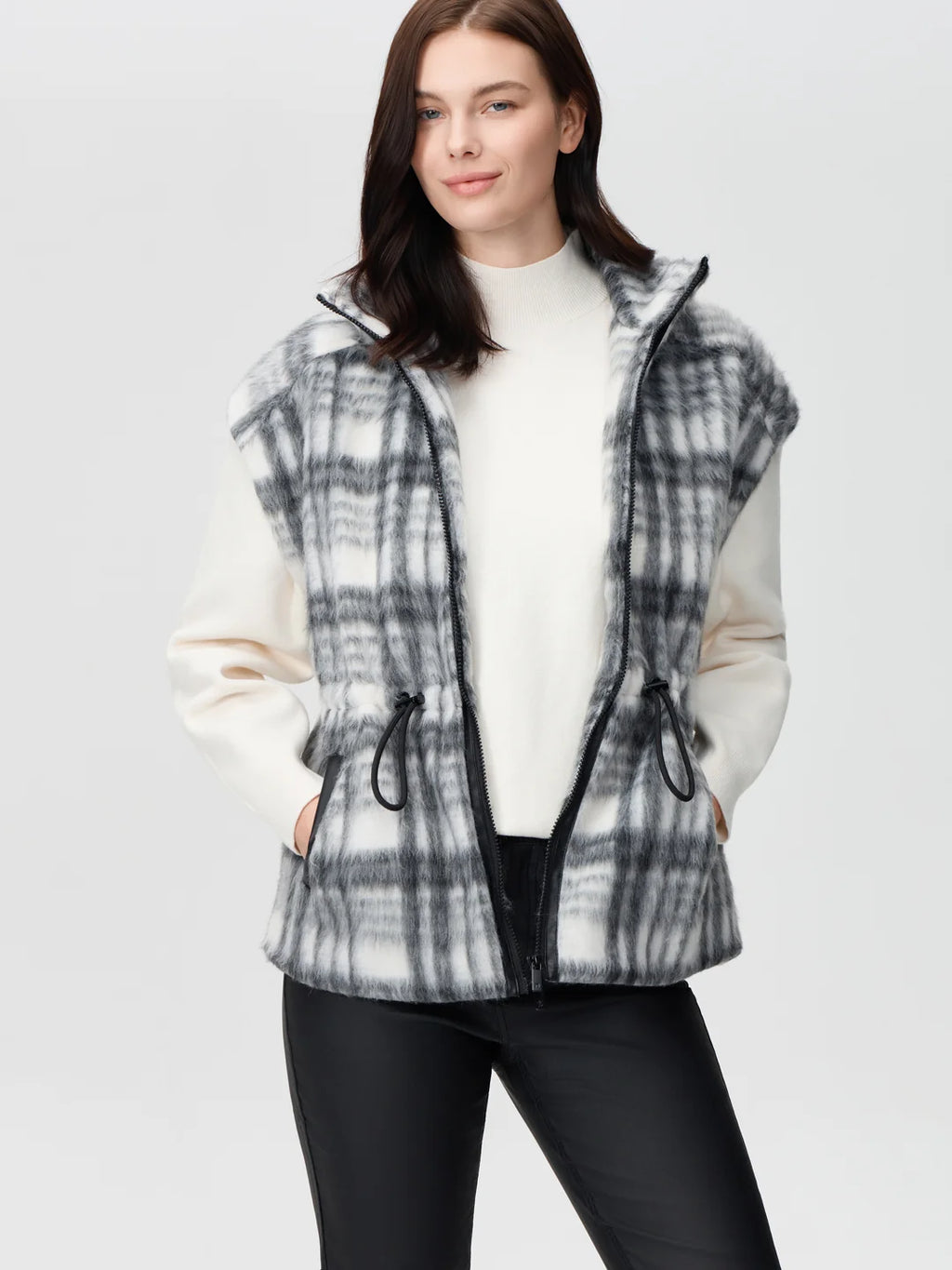 Nikki Jones 107-604 Cream + Plaid Vest Jilli Boutique Buckhead Chastain Square