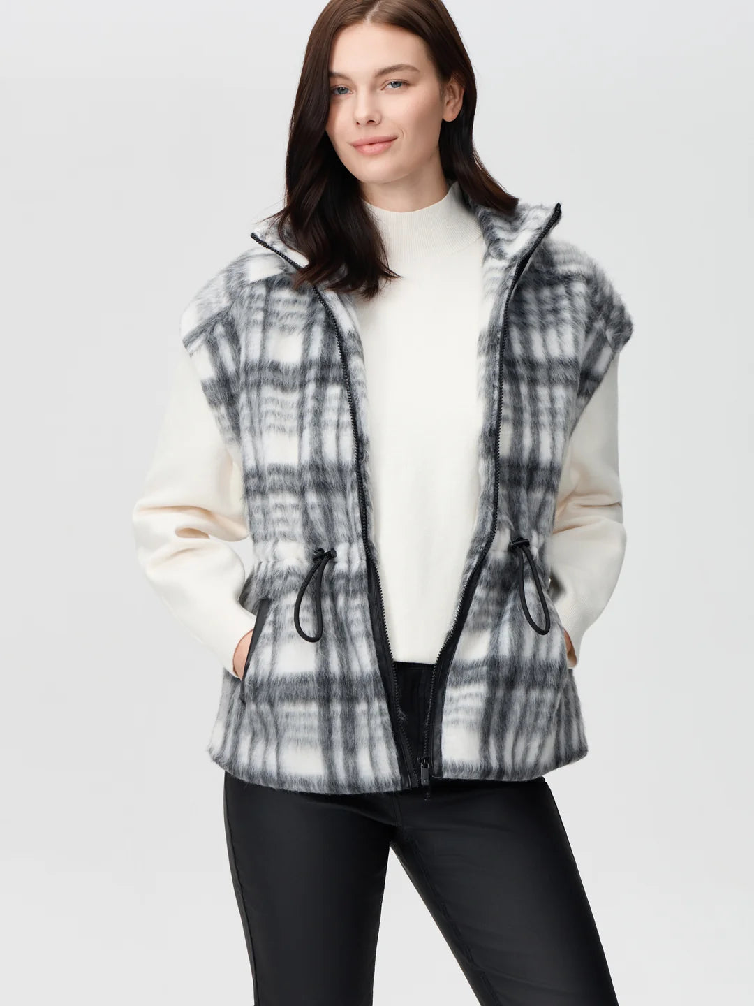 Nikki Jones 107-604 Cream + Plaid Vest Jilli Boutique Buckhead Chastain Square