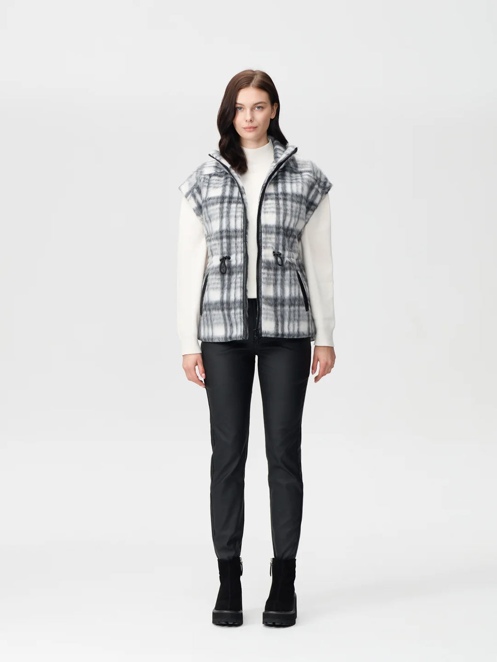 Nikki Jones 107-604 Cream + Plaid Vest Jilli Boutique 