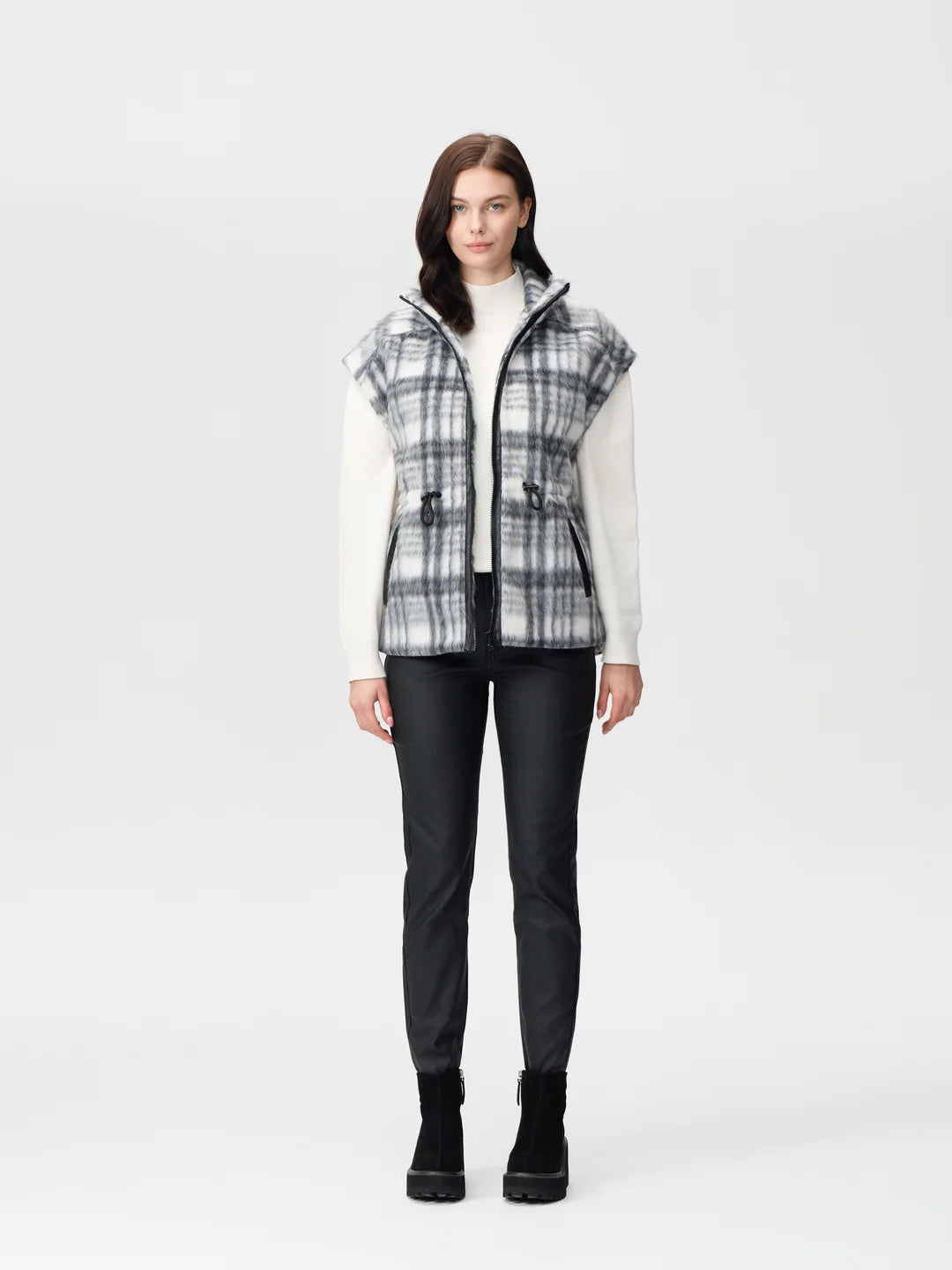 Nikki Jones 107-604 Cream + Plaid Vest Jilli Boutique 