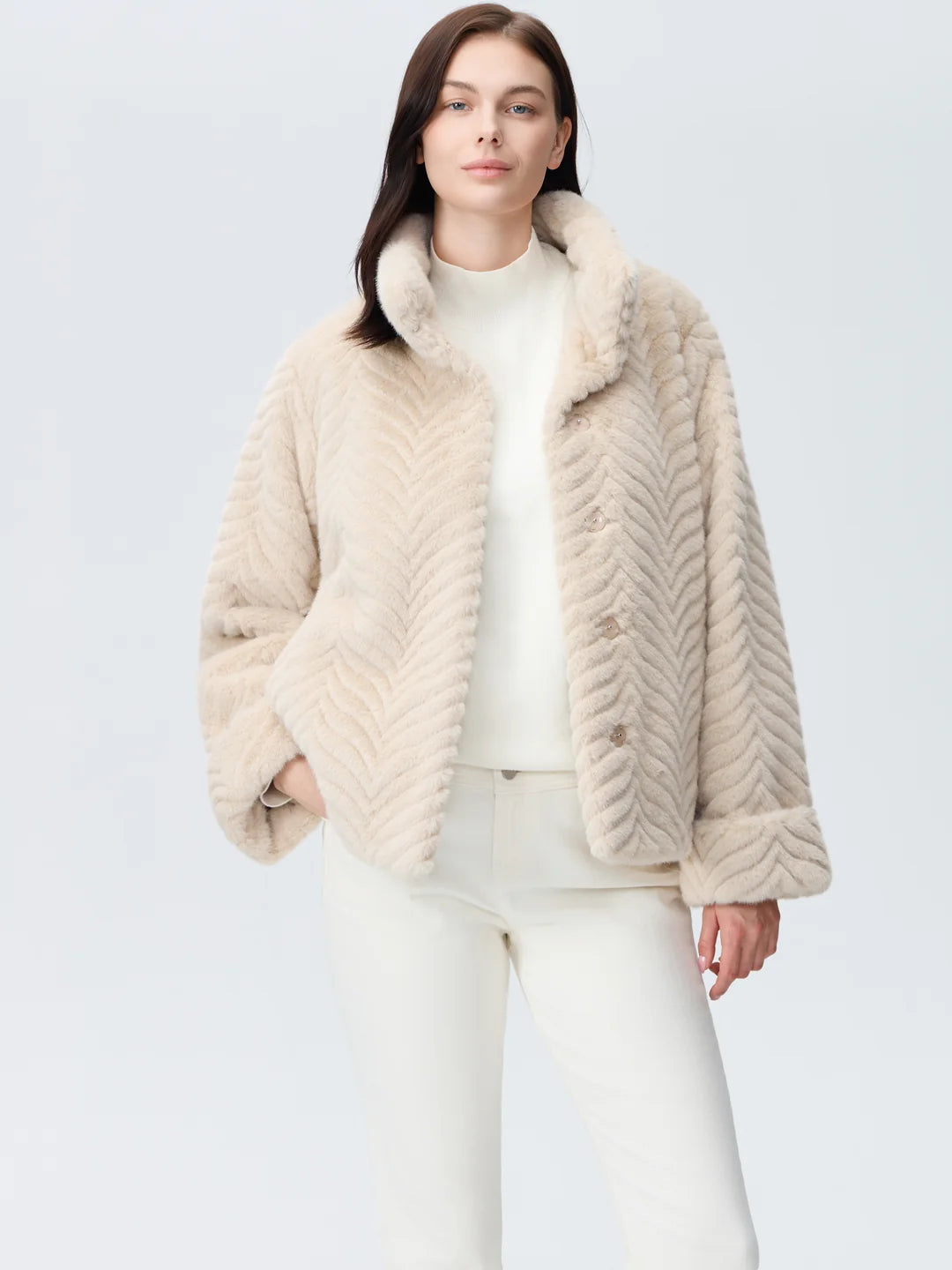Nikki Jones Faux fur jacket with swirling pattern Jilli Boutique 9008-614 Buckhead Atlanta