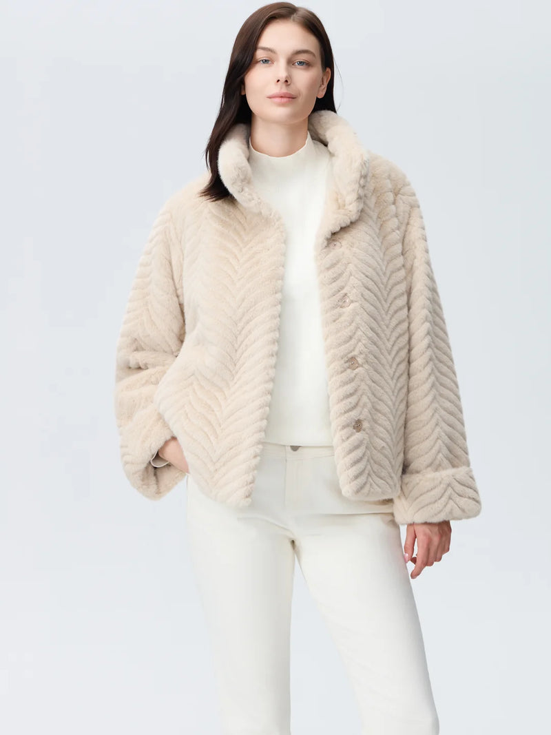 Nikki Jones Faux fur jacket with swirling pattern Jilli Boutique 9008-614 Buckhead Atlanta
