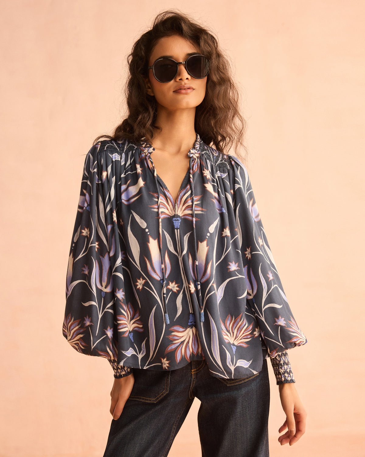 Anouk Blouse in Demiere Borealis by Omika Jilli Boutique Top