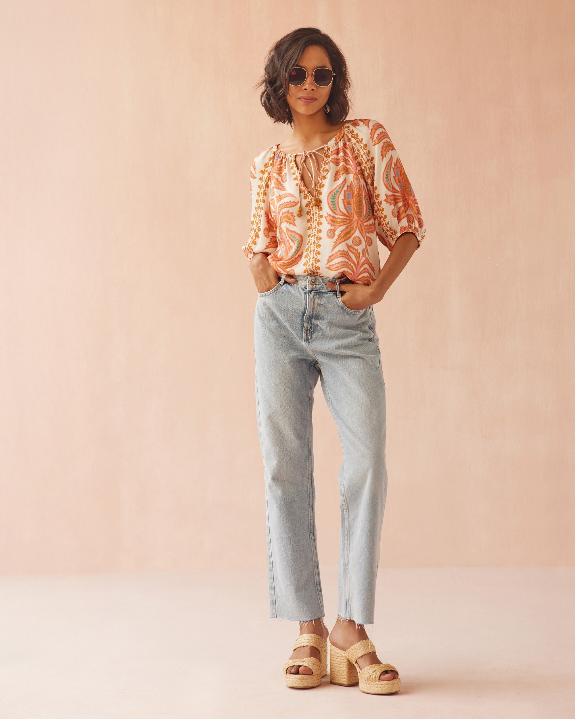 Isla Blouse in Zena Sunrise by Omika