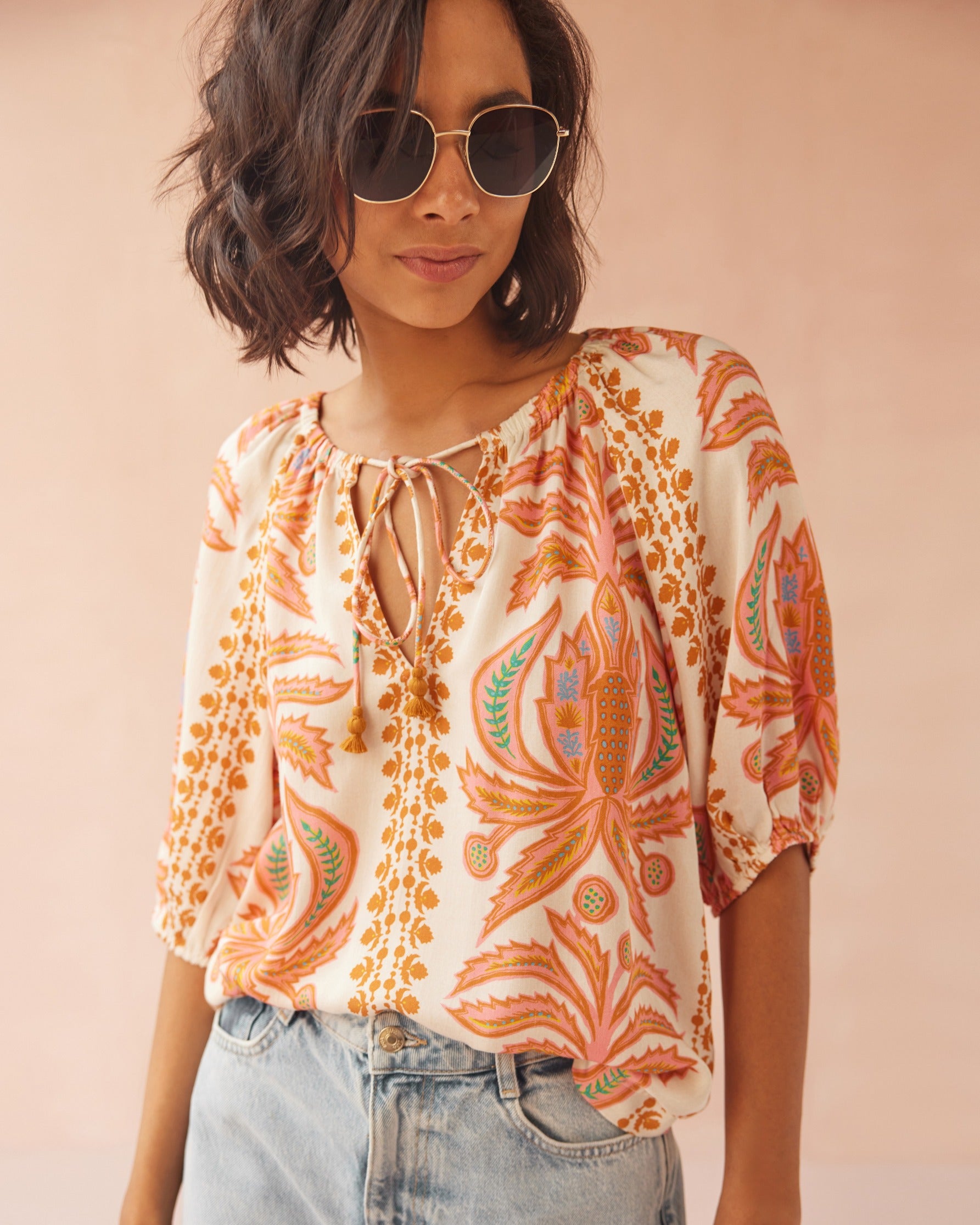 Isla Blouse in Zena Sunrise by Omika