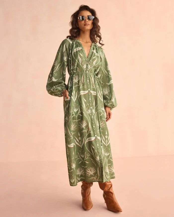 Mila Midi in Luciano Artichoke by Omika Jilli Boutique Buckhead 