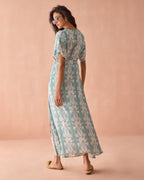 Pia Caftan Maxi Dress in Aubrey Seafoam Omika Jilli Boutique Buckhead Dunwoody