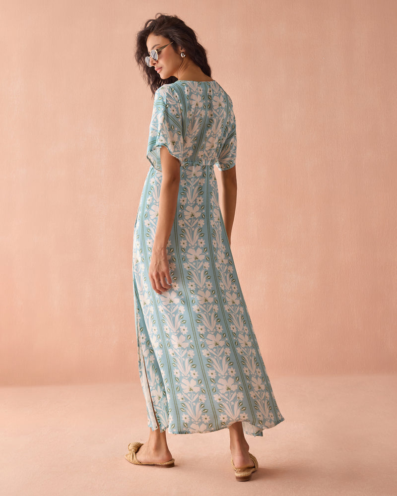Pia Caftan Maxi Dress in Aubrey Seafoam Omika Jilli Boutique Buckhead Dunwoody