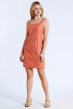 Pamela Vegan Leather Dress by Tyler Boe in Coral Reef