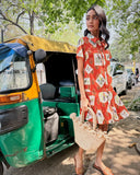 Gracie Dress in Birds Of India print fresh jilli boutique copper