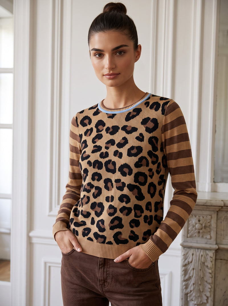 Peace of Cloth Cheetah In The Wild Sweater Camel Jilli Boutique J Society