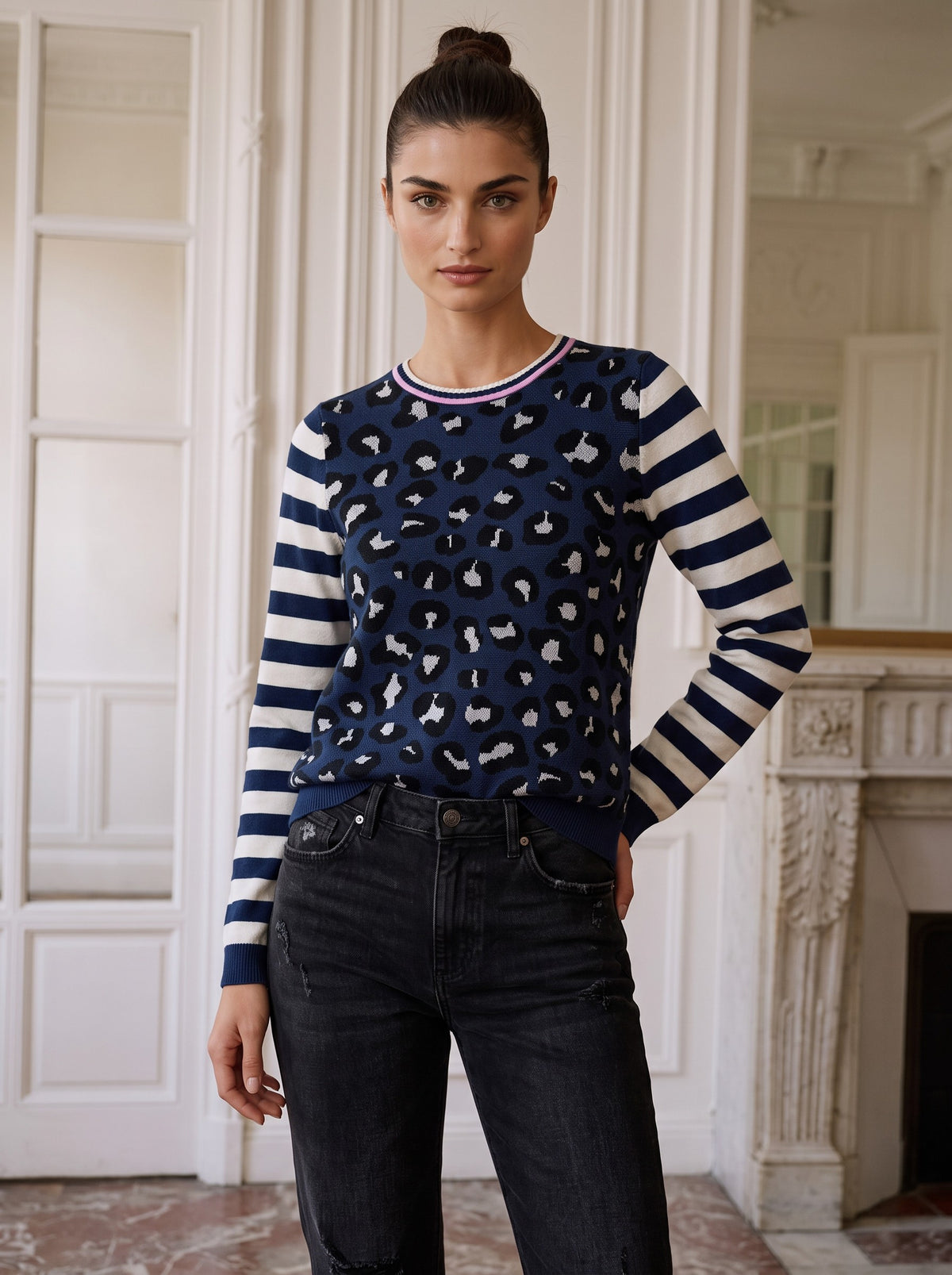 Peace of Cloth Cheetah In The Wild Sweater Blue Jilli Boutique J Society