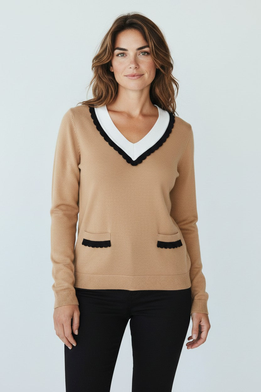 Peace of Cloth Ruffle Sweater in Camel