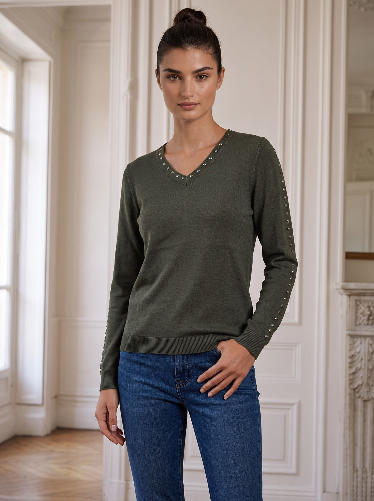 Peace of Cloth V-Neck Sweater in Olive