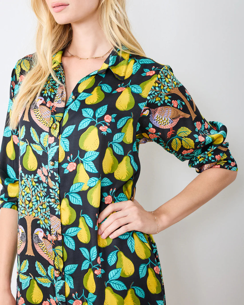 Mariane Dress in Partridge In A Pear Tree Jilli Boutique Print Fresh Ink