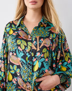 Anastasia Blouse Partridge In A Pear Tree Ink Holiday Print Fresh Jilli Boutique