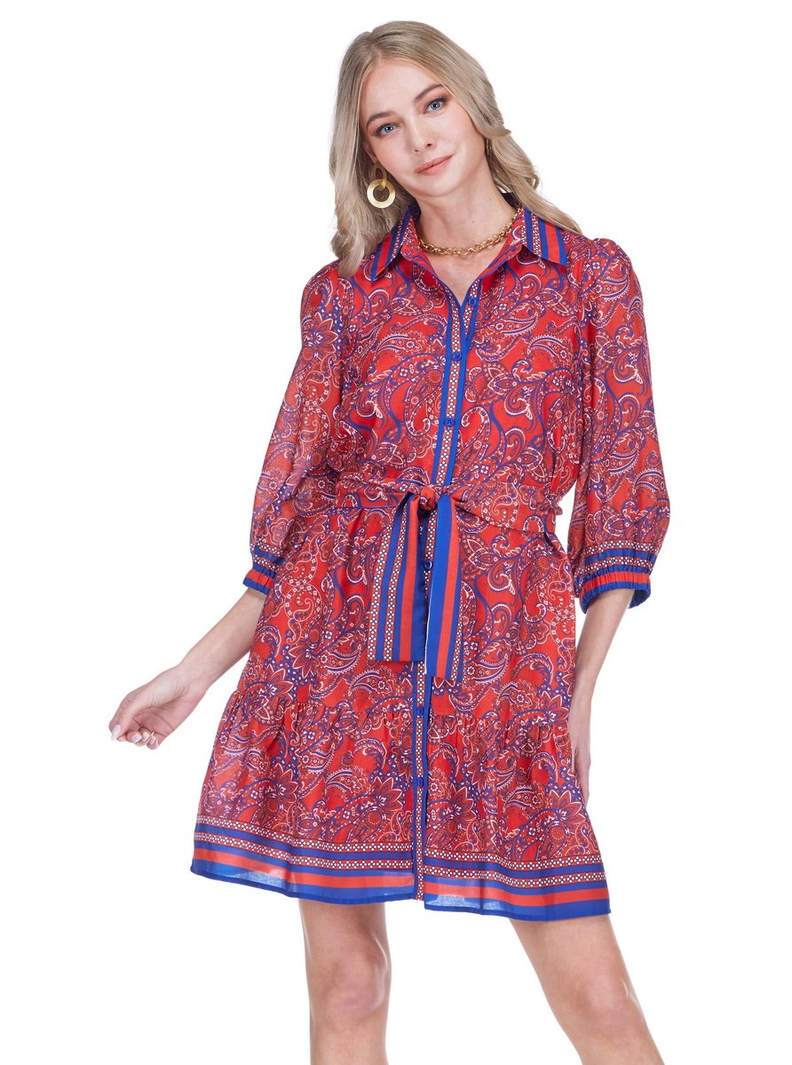 Liberty Paisley Ruffles Hem Shirt Dress