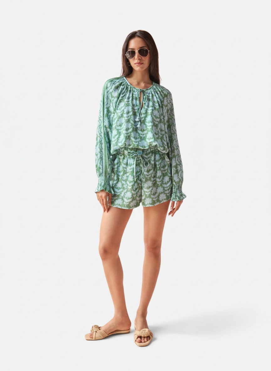 Riviera Blouse in Marlie Matcha by Omika