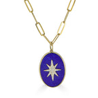 Blue Lapis Pendant Necklace with Pave Star