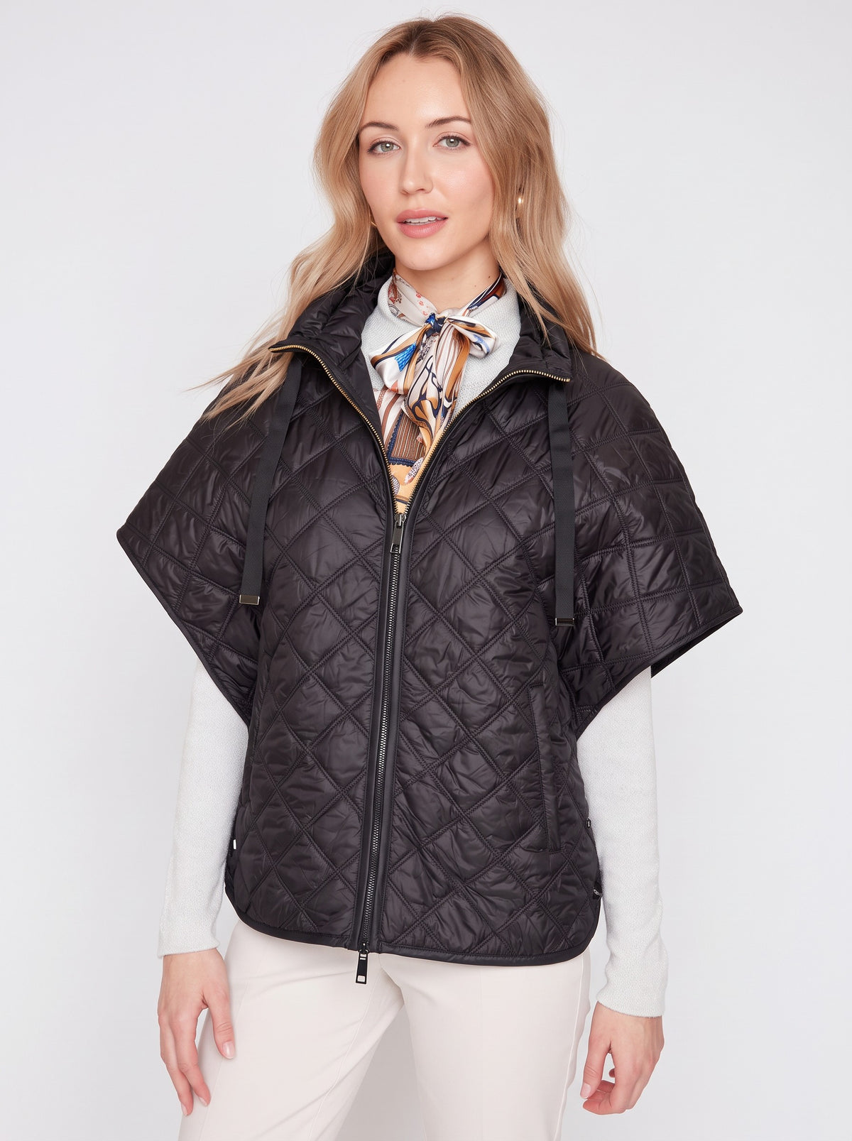 Luxe Quilted Poncho Black