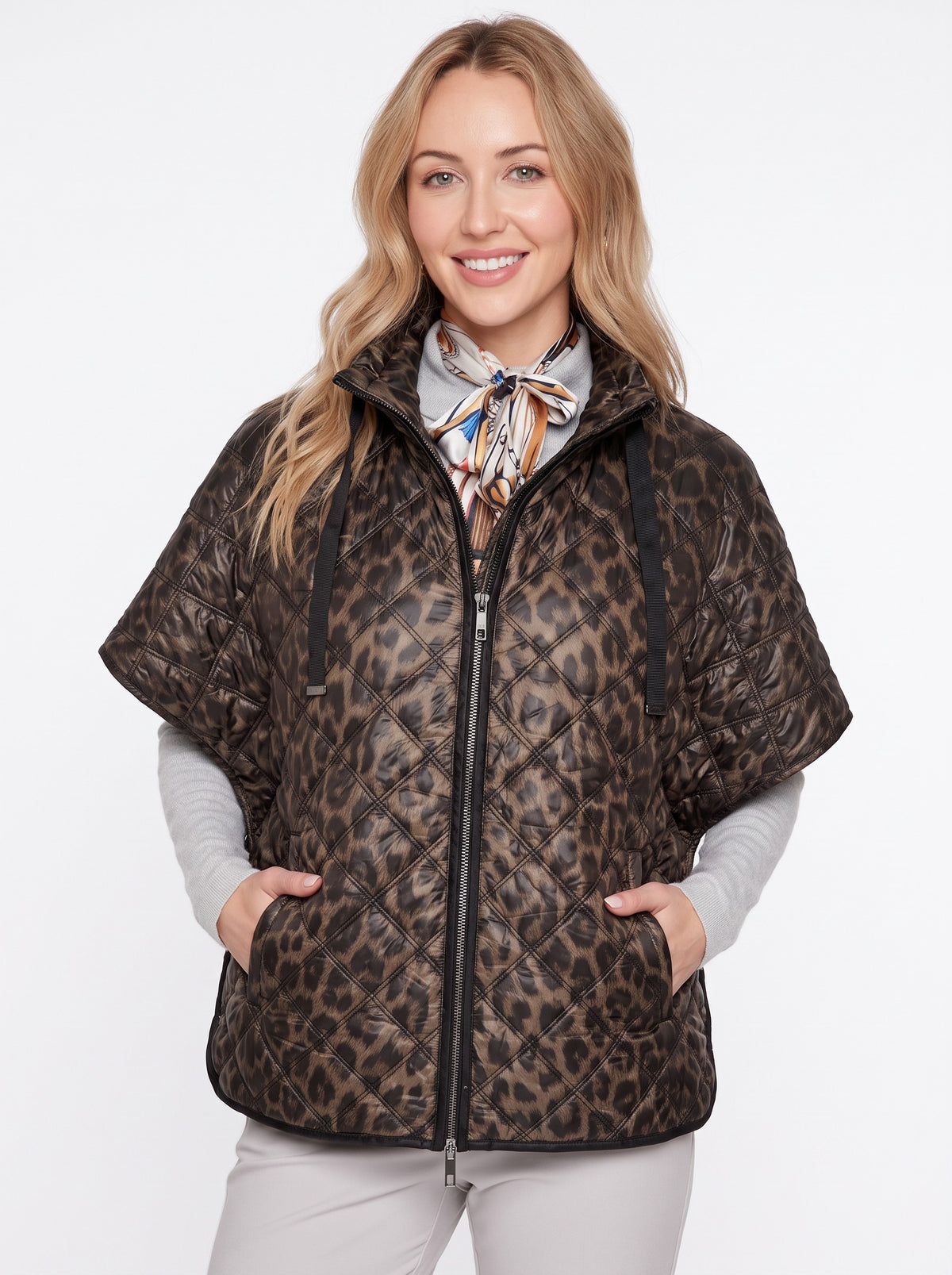 Luxe Quilted Poncho Leopard