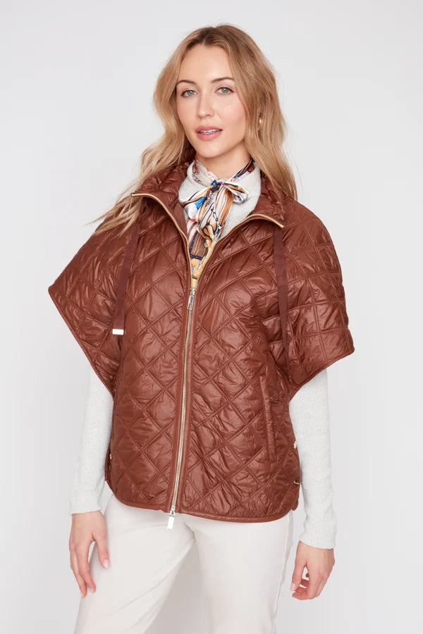 Renuar Luxe Quilted Poncho Tiramisu Jilli Boutique