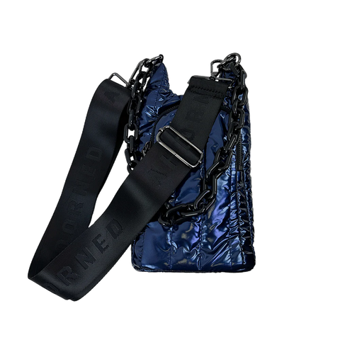 Quilted Water Bottle Bag - Navy