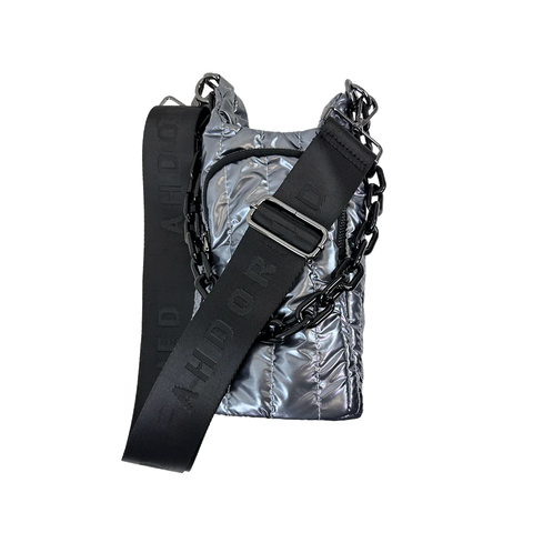 Quilted Water Bottle Bag - PEWTER ahdorned new york