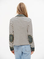 Six Fifty Mixed Media Denim Jacket in Black Stripe Clarissa Jilli Boutique