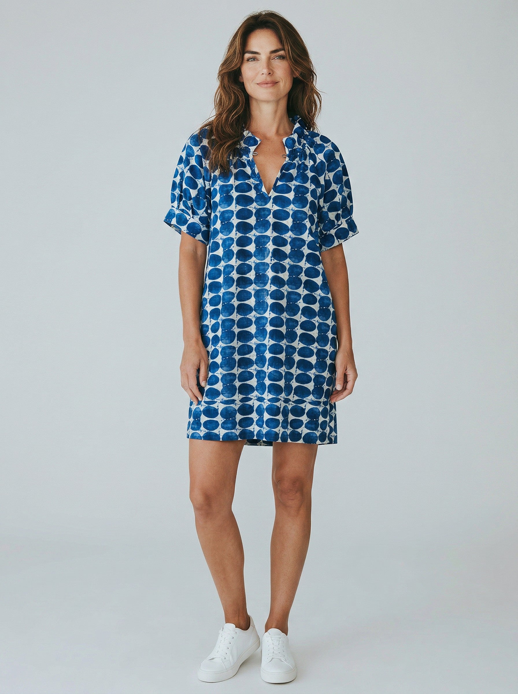 Sofia Blue Circle Dress Knee Length Jilli Boutique