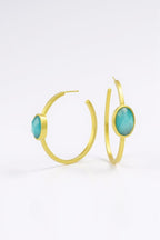 Tanzanite Gold Plated Hoop Earring - Ice Blue